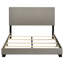 Queen Panel Bed Upholstered In Taupe Fabric, Padded Headboard, Rubberwood And Engineered Wood For Bedroom Centerpiece With Construction, Black Solid Legs