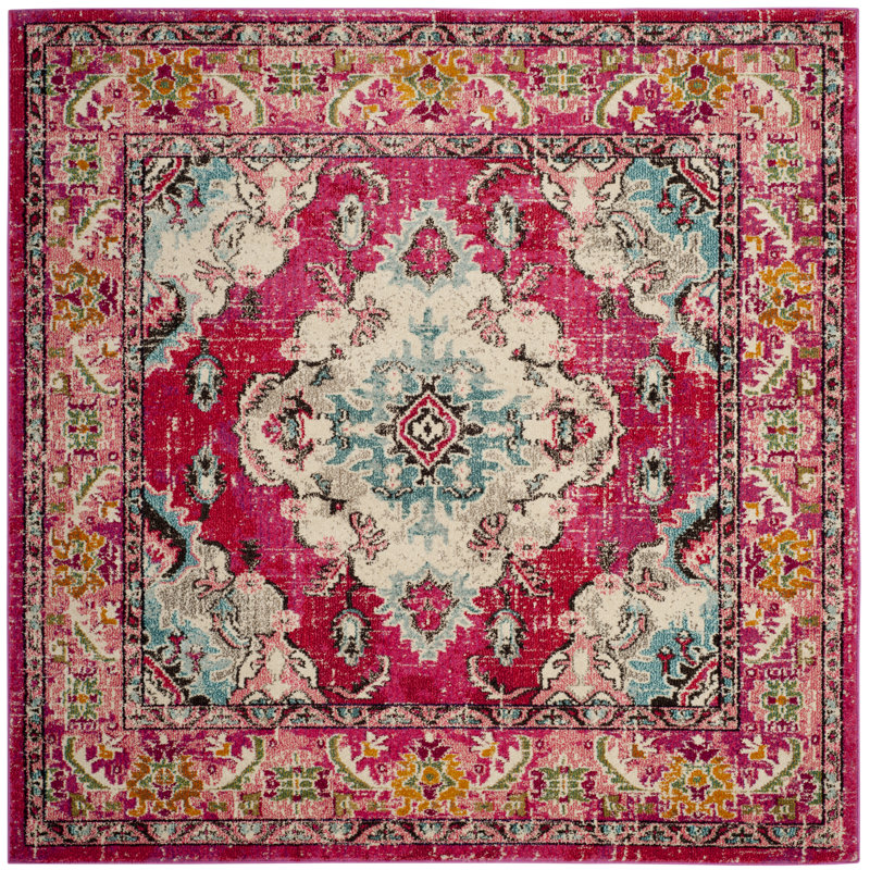 Almyra Oriental Area Rug, Square 3', Pink/Multi