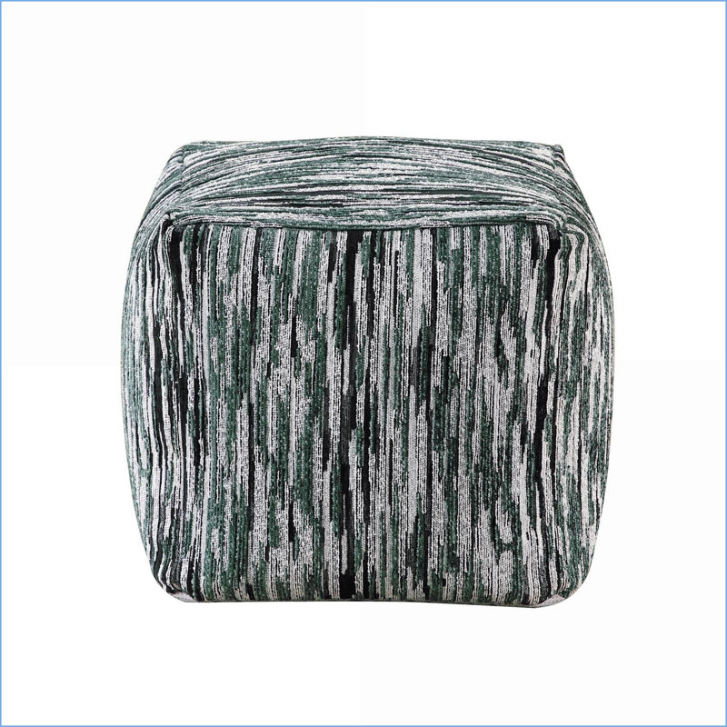 Ottoman, Modern Multi-Color Jacquard Fabric Pouf with Non-Slip Bottom, 16x16x16” | Multicolor | Textile