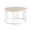 Table basse ronde avec texture effet pierre, diamètre de 27,5 pouces, finition blanche et aspect bois-129759358