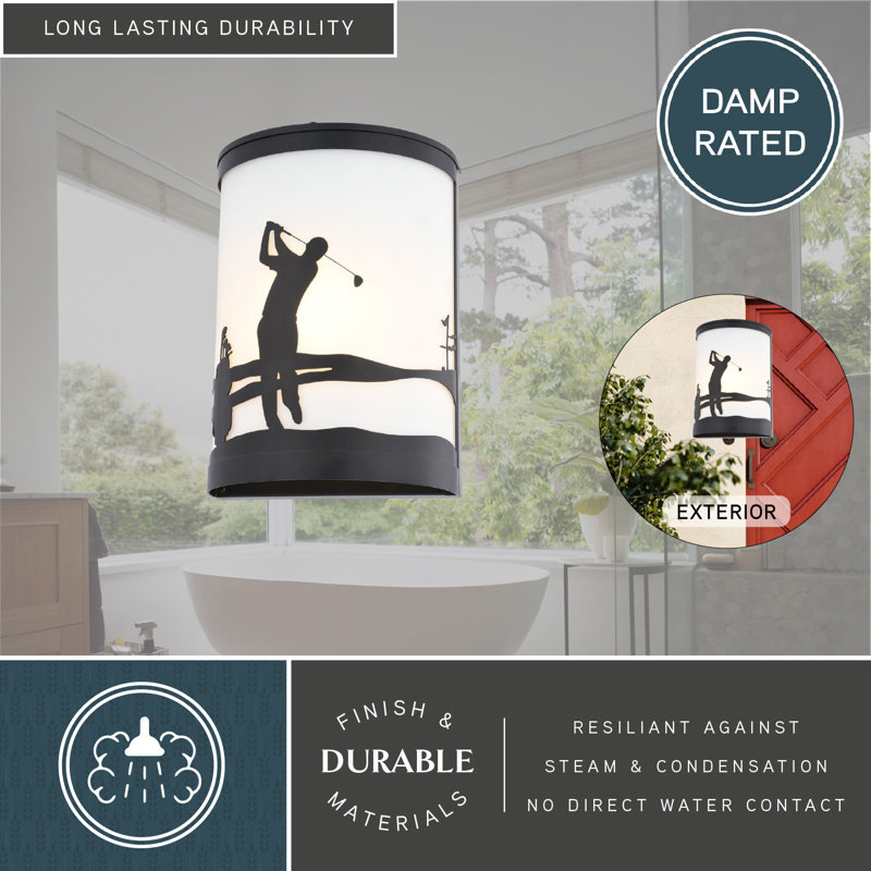 Homar 1 - Light Dimmable Cabin Lodge Flush Mount Wall Light, Golf