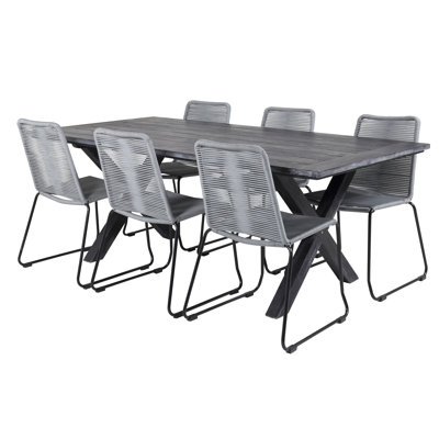 Dhairya 6 - Person Acacia Rectangular Solid Wood Patio Dining Set