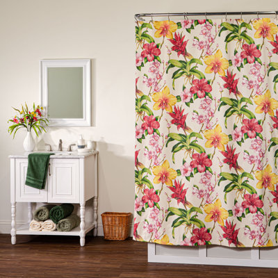 Kahlee Traditional Cotton Floral Shower Curtain