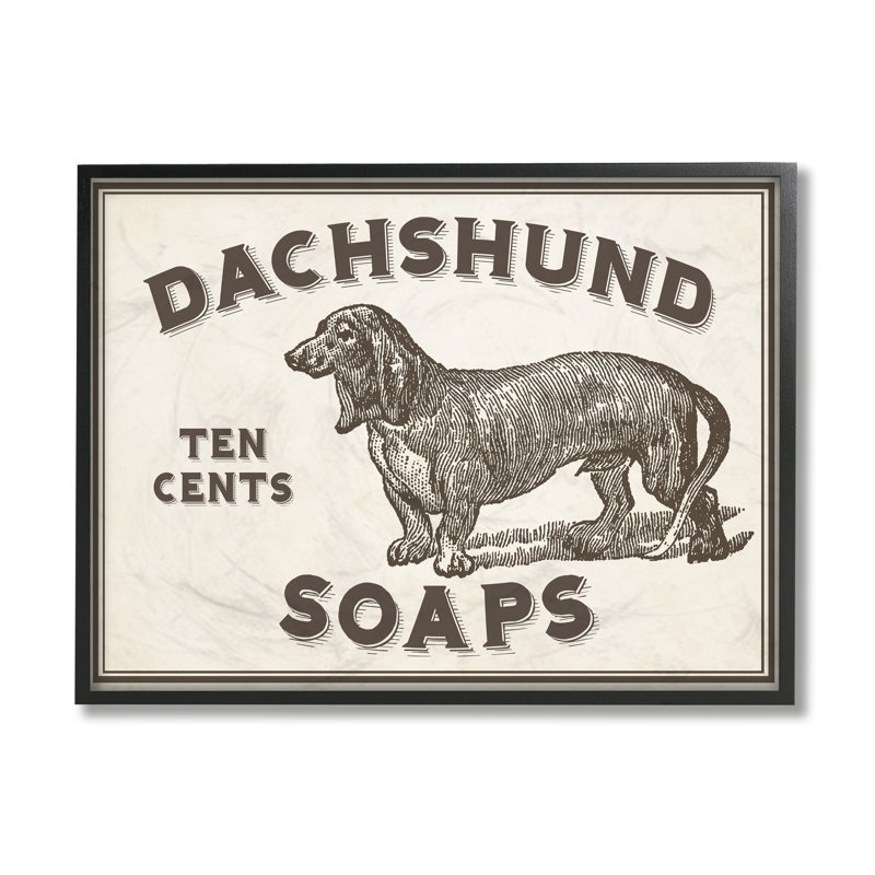 « teckel soap », art textuel sur enseigne, H 11 po x l 14 po, Giclée encadrée noir minuit