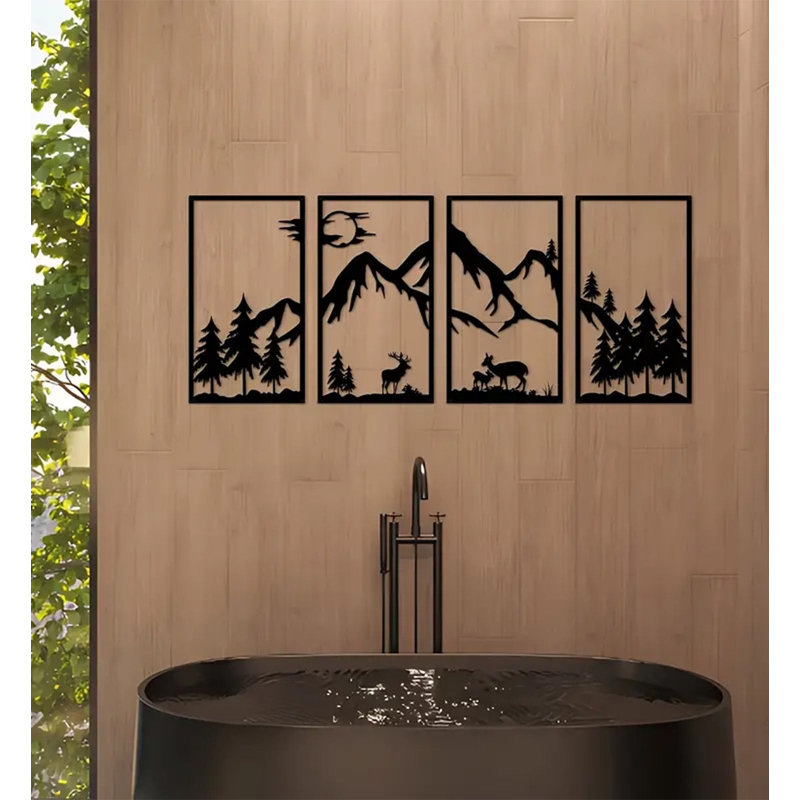 Paysage, ensemble d'art mural en métal, décoration moderne en fer