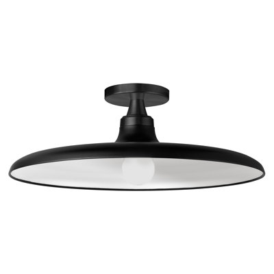 Plafonnier encastré 1 lumière Quentin - 18 po - noir mat - noir mat, abat-jour blanc