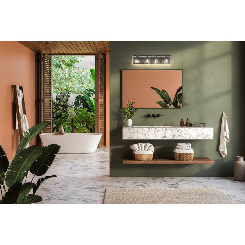 Meuble-lavabo 4 lumières Timeothy, Noir mat, Quatre lumières
