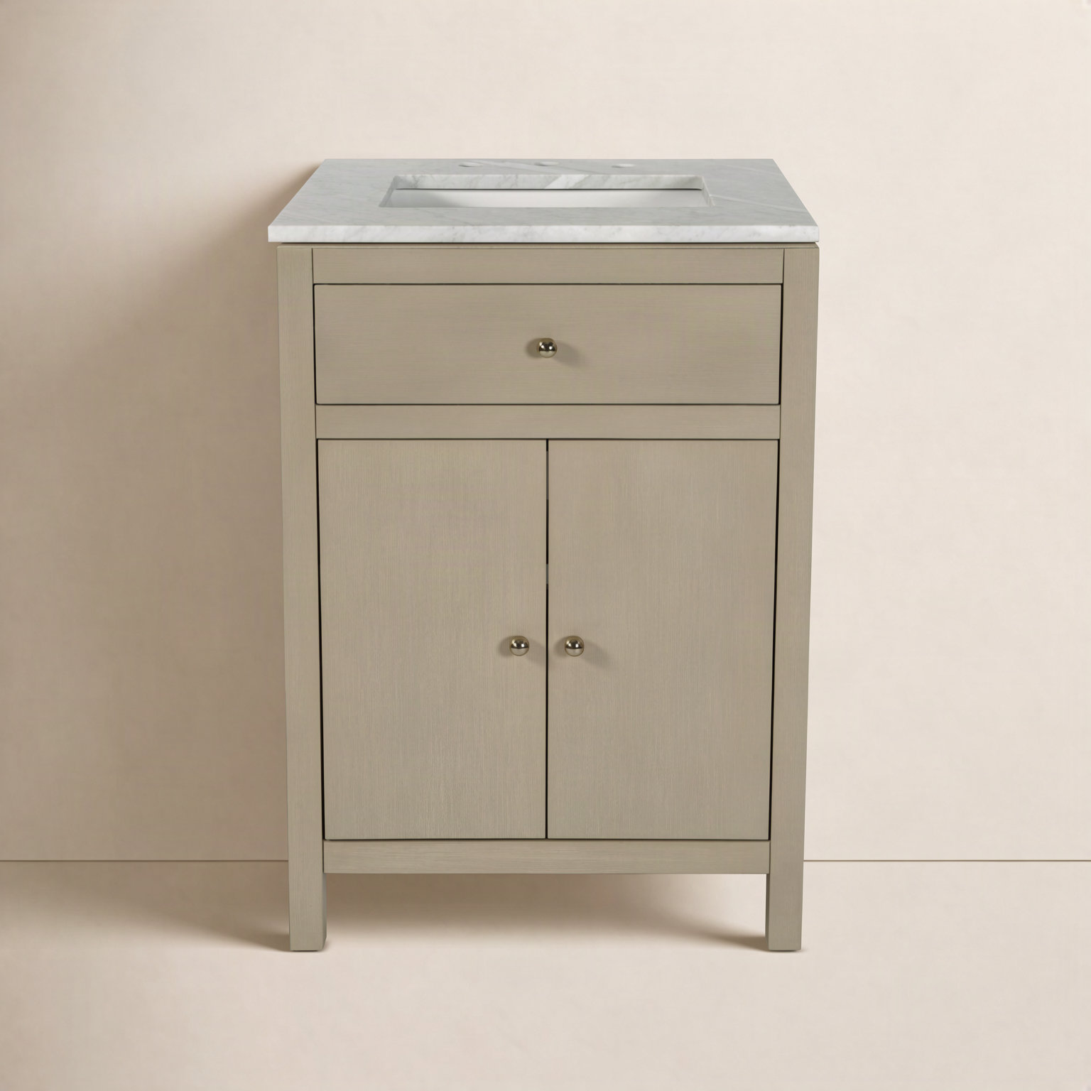 Celine 24" Carrara Marble Single Bathroom Vanity, Antique Taupe