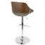 Ensemble de 2 tabourets de bar réglables de style Mid-Century avec pivot en chrome, noyer et tissu gris bruit-1067280853