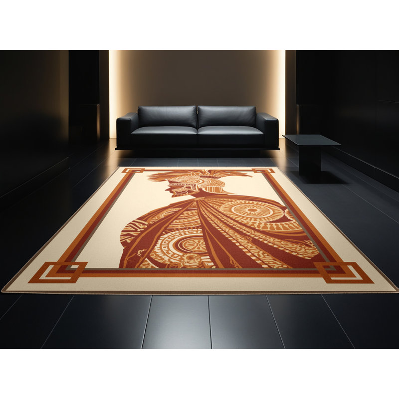 Tapis oriental moelleux doux et moelleux de style oriental de style Warrior de Duren - reliure beige, 7x9