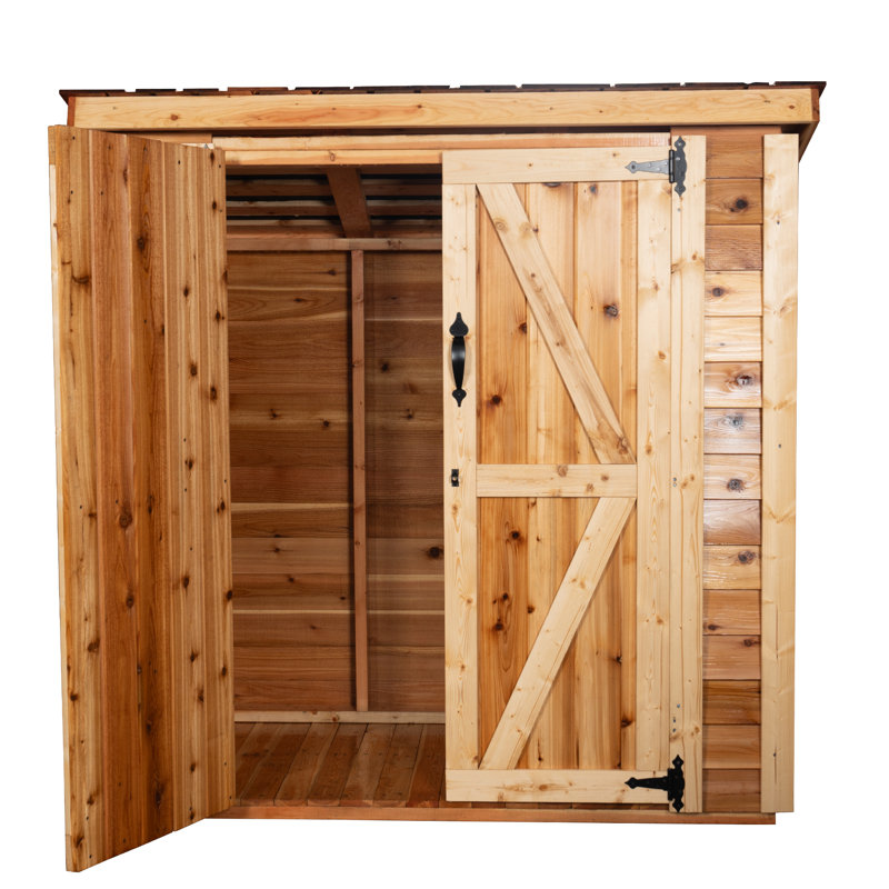6 ft. W x 3 ft. D Western Red Cedar Lean-To Storage Shed | Dutch Door | DIY Kit