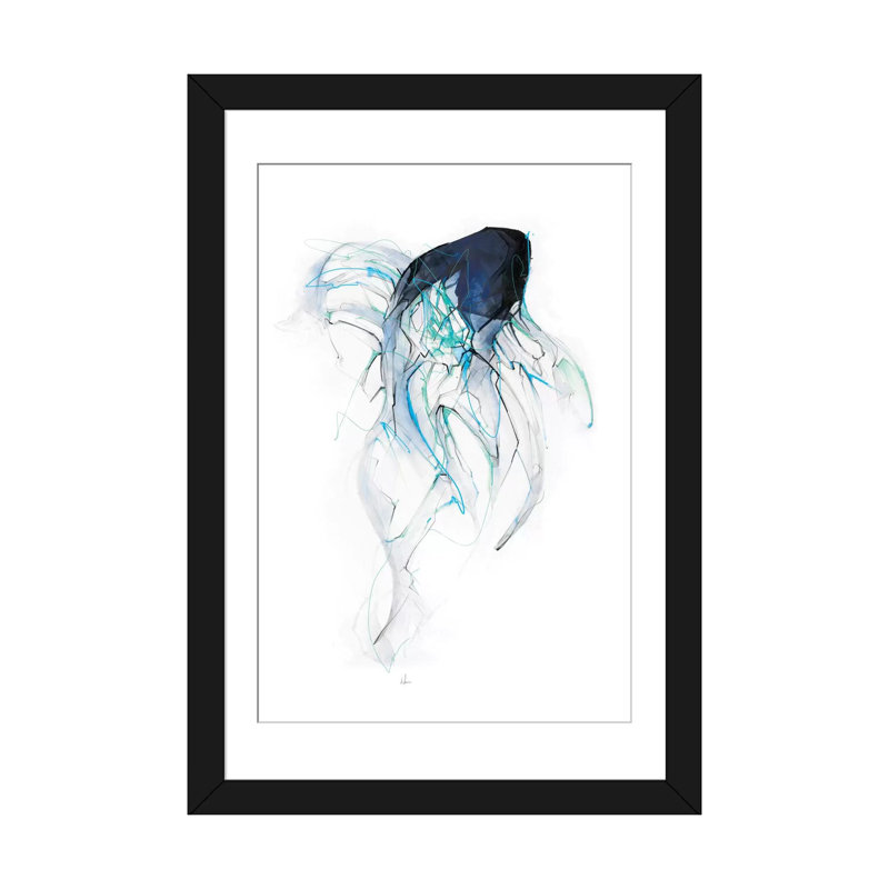 «Ghost Fish», impression sur toile tendue, Papier d'art encadré noir, Blanc, H 24 po x l 16 po x P 1 po
