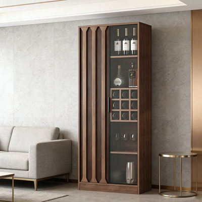 Armoire à vin 31,5 "en noyer de style rétro