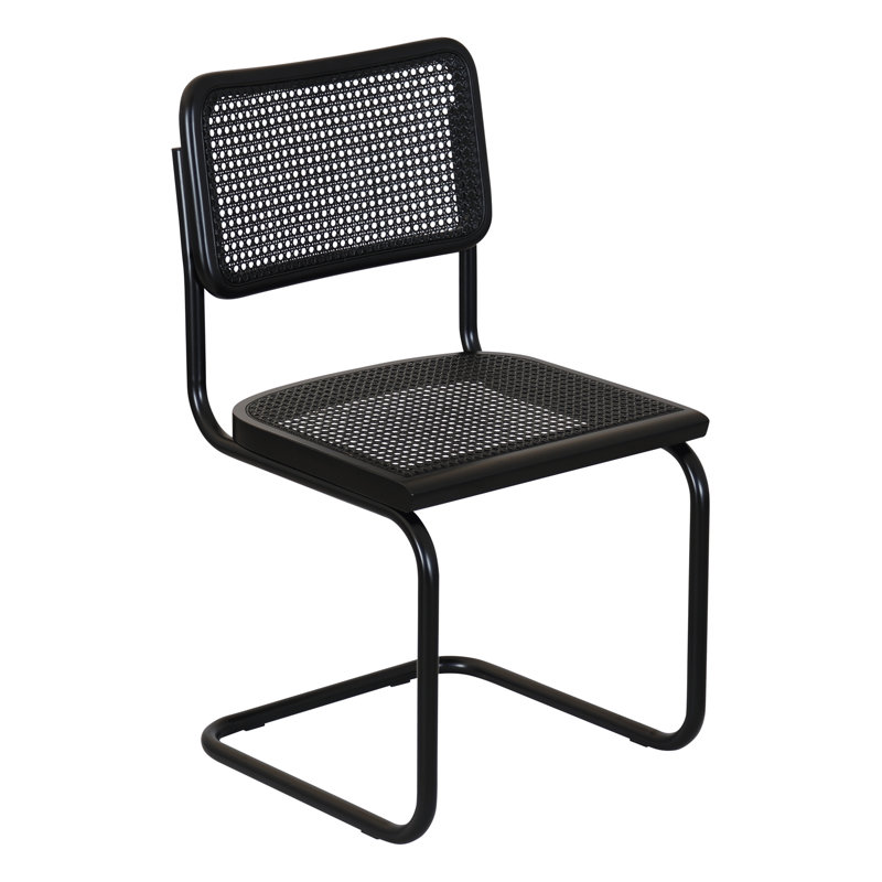 Marcel Breuer Cesca Cane Cantilever Dining Side Chair, Black