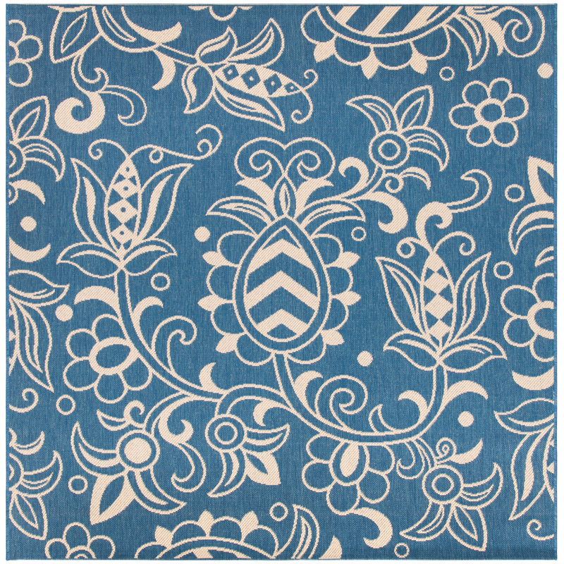 Arthus Performance Floral Indoor/Outdoor Area Rug, Square 6'7"