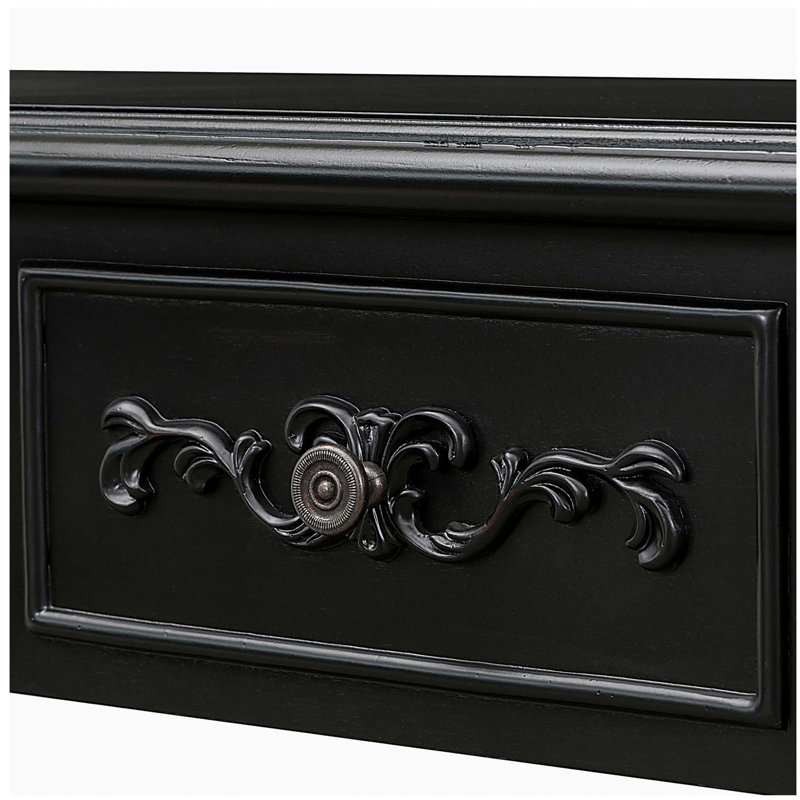 Canapé console 52 po moderne et contemporain avec table courbée pour hall d'entrée avec 4 tiroirs et 1 tablette, Noir, Black