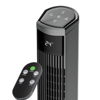 37.5" Tower Fan with Remote Control 70° Oscillating Bladeless Floor Fan 8 Speeds 4 Modes 12-Hour Timer Quiet Standing Fan for Bedroom Living Room Office