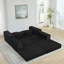 Canapé-lit modulaire en forme de L 79,5 po avec siège en tissu d'ameublement en L et siège repose-pieds amovible avec repose-pieds amovible - aucun assemblage requis-123040637