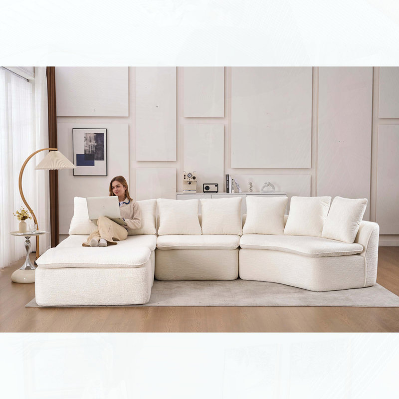 Canapé modulaire en U 133 po, Blanc lait