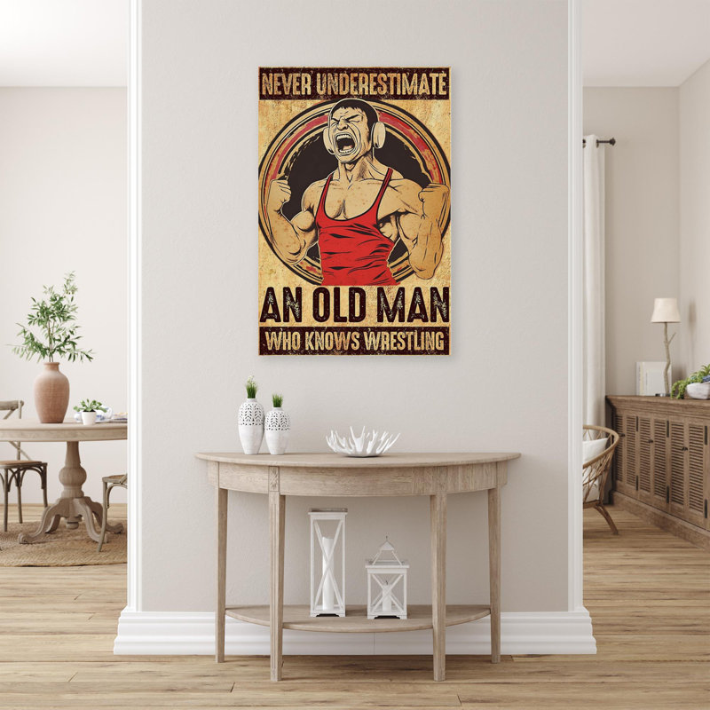 «Old Man Who Knows Wrestling», reproduction d'art graphique sur toile tendue, H 14 po x l 11 po x P 1,25 po