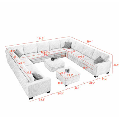 Corduroy U-Shaped Sectional Reversible