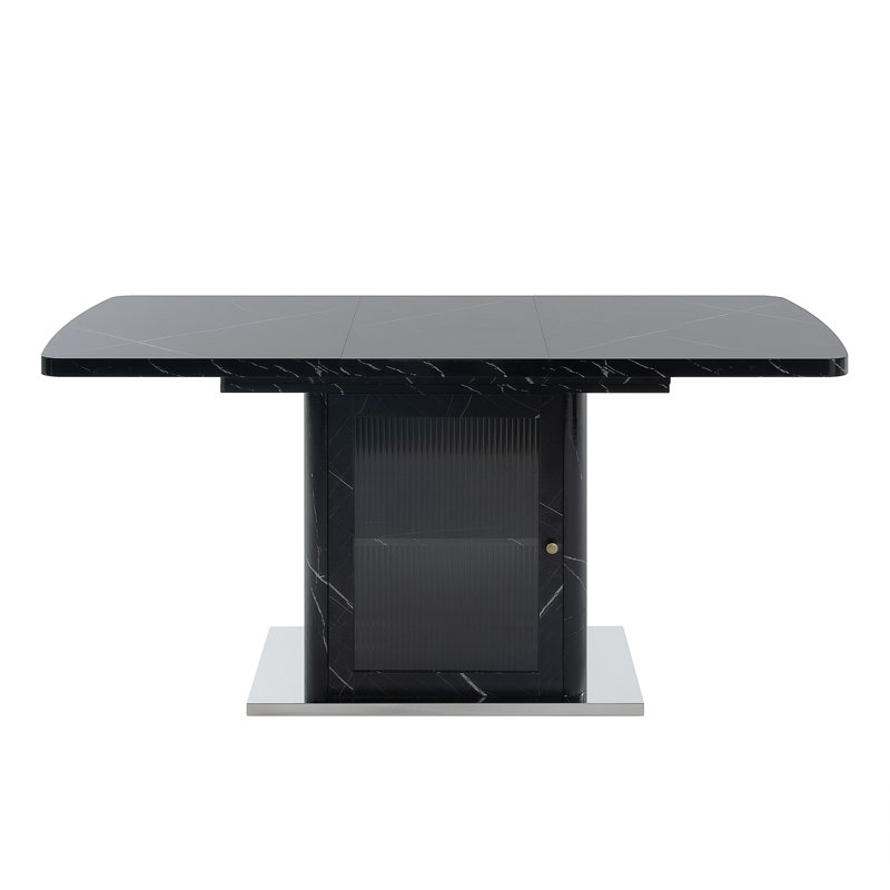 47.24"-63"Modern Rectangle Dining Table(Only Table), Black