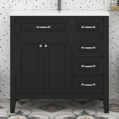 36” Bathroom Vanity Without Sink, Bathroom Cabinet With Drawers, Solid Frame And MDF Board, Cabinet Only
