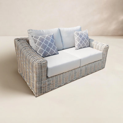 64.9'' Wide Wicker Loveseat with Cushions