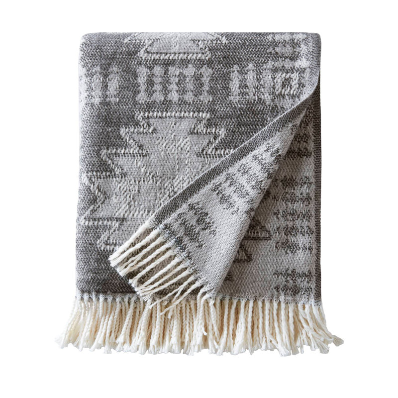 Cotton Blend Throw, Gray Southwestern