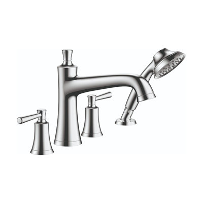 Joleena Double Handle Deck Mounted Roman Tub Faucet Trim with Diverter and Handshower