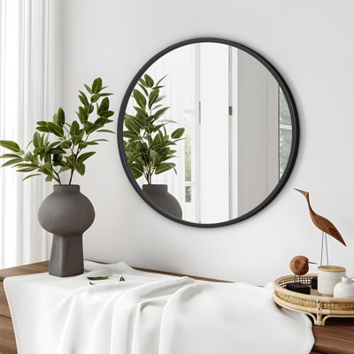 Modern Wall-Mounted Metal Framed Round Mirror