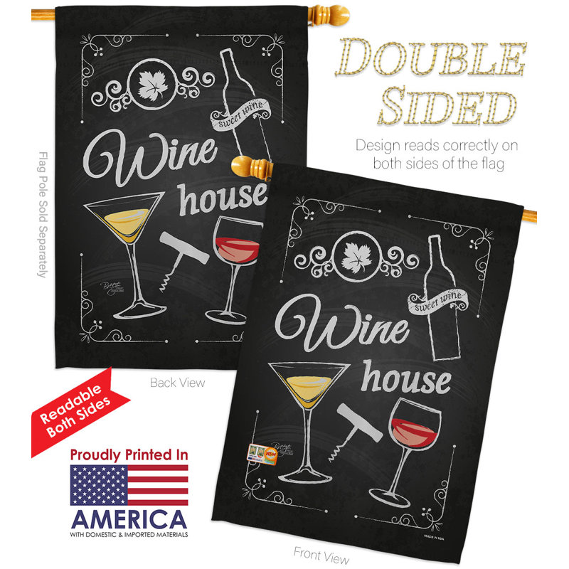 Drapeau de maison à deux côtés en polyester 40 H x 28 W Wine House