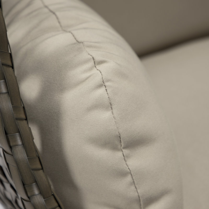 Balancelle d'extérieur pour 1 personne avec support Brookstonval, support pour œuf suspendu en osier tissé à la main, structure en fer résistant aux rayons UV, méridienne de patio rembourrée pour porche, jardin, balcon et cour arrière