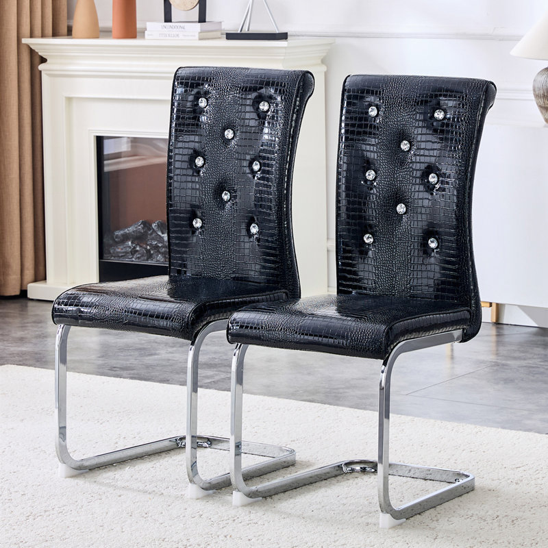 Chaises de salle à manger rembourrées, Noir