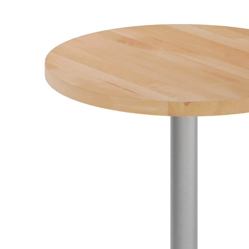 Plateau de table rond en bois massif de 30 po avec base en X de 22 po x 22 po, Bois naturel, H 29,5 po x L 30 po x l 30 po