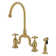 Kingston Brass English Country Two-Handle 3-Hole Deck Mount Bridge Kitchen Faucet with Side Sprayer