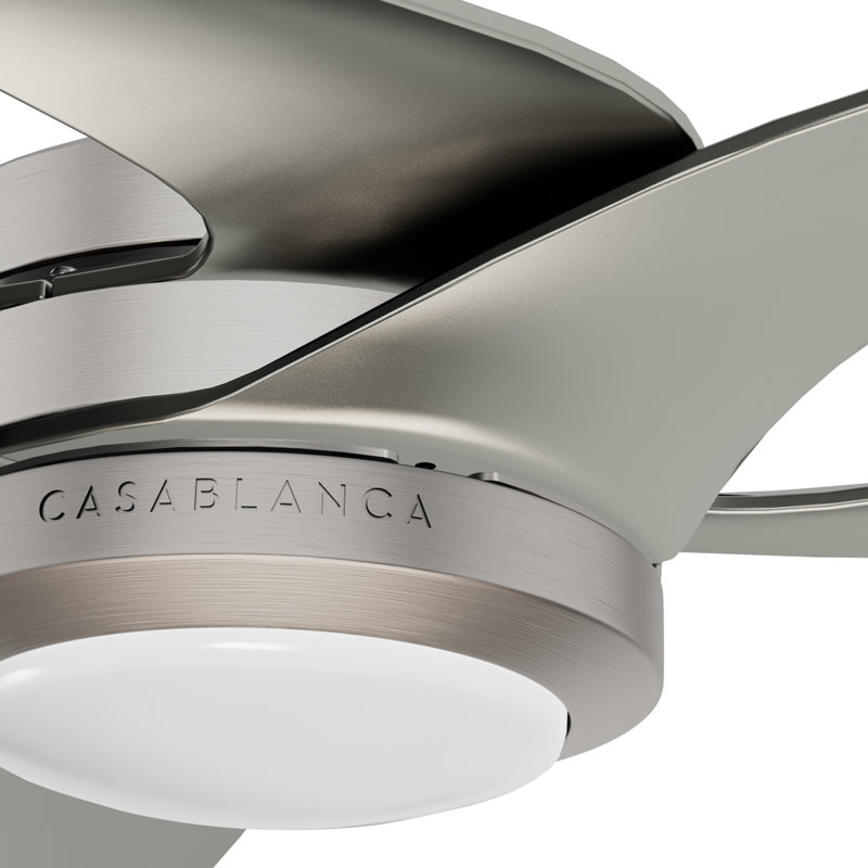 Casablanca 60 inch Inez ENERGY STAR® Damp Rated Ceiling Fan with Lights and Wall Control, Nickel
