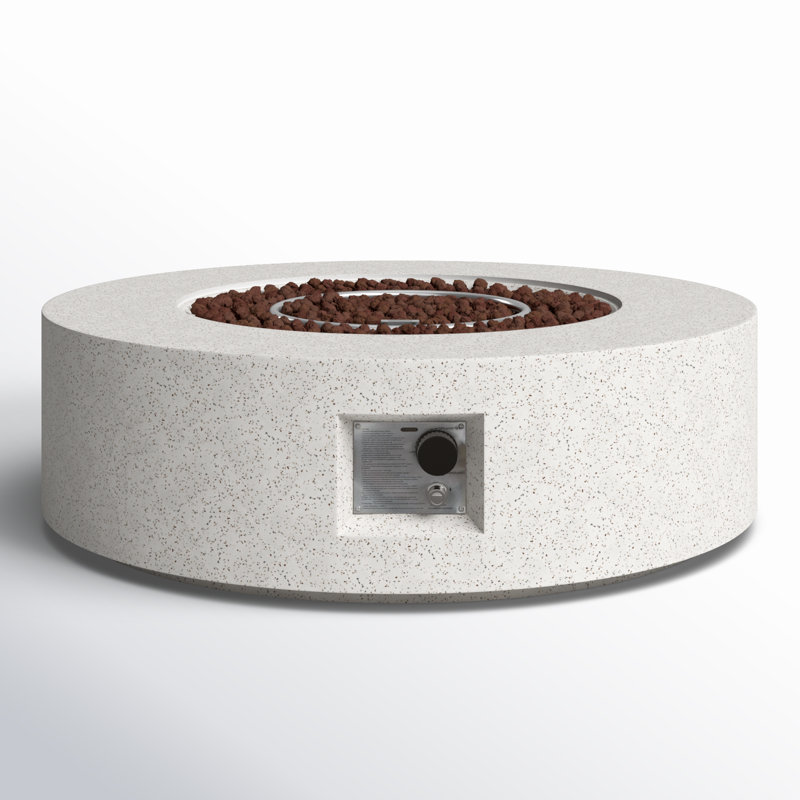 Table de foyer d'extérieur au propane en béton Borgia, Blanc terrazzo