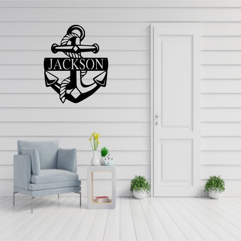 Décoration murale ancre et corde, H 25 po x l 30 po x P 0,25 po, Oui