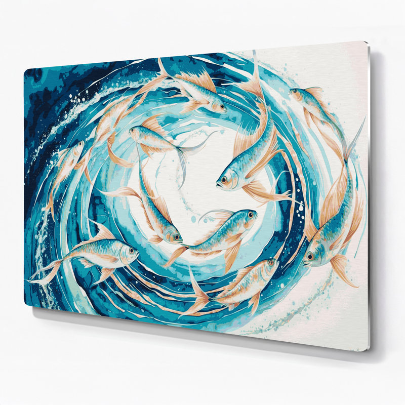 «Hawaiian Flying Fish», art mural en métal vert, H 24 po x l 36 po