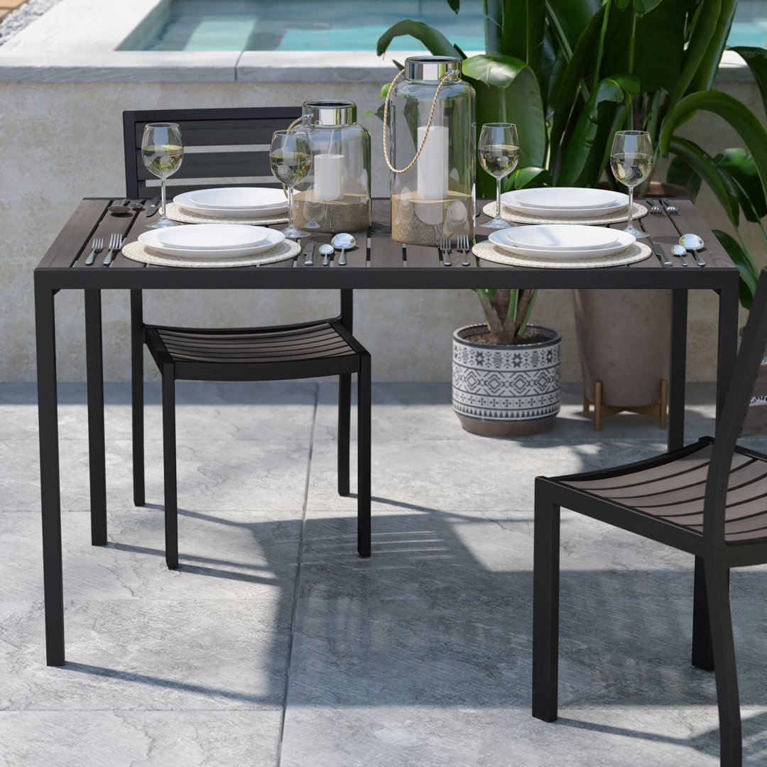 Saville All-Weather Faux Teak Patio Dining Table with Steel Frame - Seats 4 Trent Austin Design® Table Top 