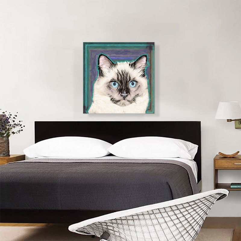 Reproduction d'art graphique sur toile Balinese Cat Breed - bleu sarcelle, H 26 po x l 26 po x P 1,5 po