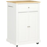 Rolling Kitchen Island Cart, Portable Serving Trolley Table With Drawer, Adjustable Shelf And 2 Towel Racks