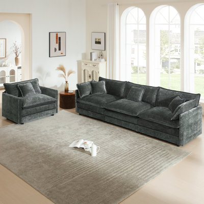  Living Room Set, Modern Chenille Sofa Couch, For Living Room