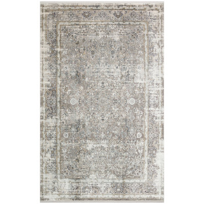 Tapis de luxe crème de 9,8 x 13,1 pieds | 100% viscose / acrylique, tissé à la machine, hauteur de poils de 0,3 pouce | Durable avec 2 000 000 points de fil, facile à nettoyer, parfait pour le salon et la chambre à coucher