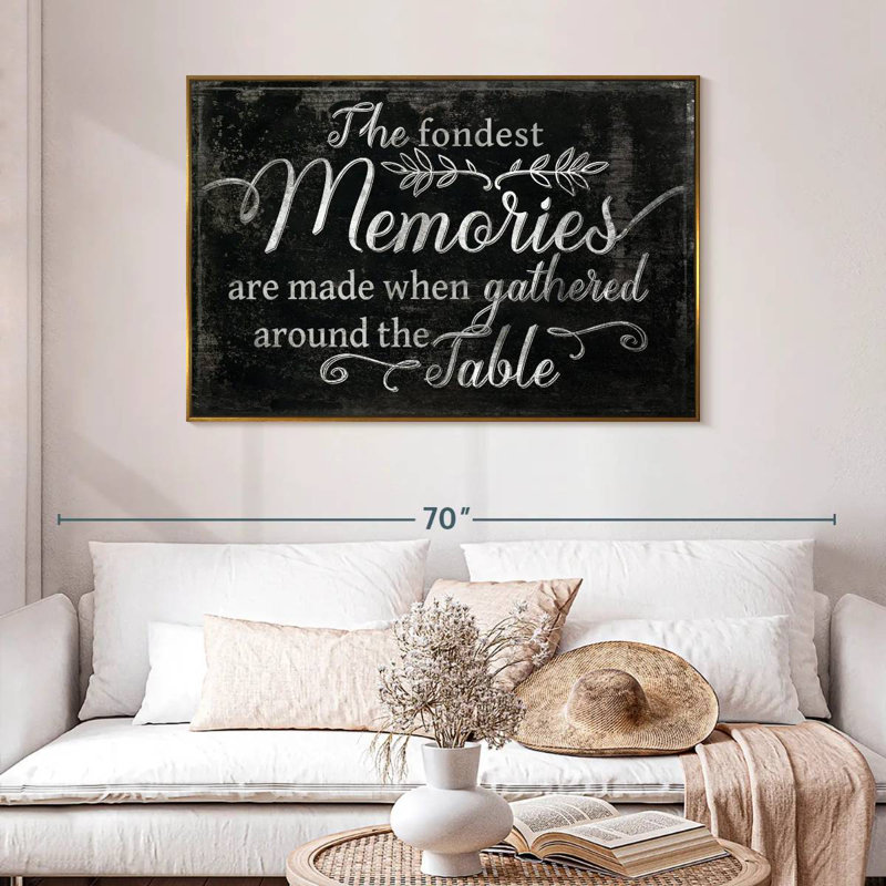 Fondest Memories, typographie, 46 po x 31 po, Cadre flottant doré