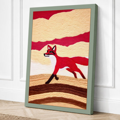 Crimson Fox On Hills Rustic - Print