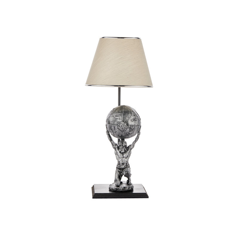 Wooden Base Table Lamp, Grey, White