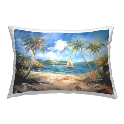 Coussin décoratif imprimé Paradise Beach Harbor par Ramona Murdock