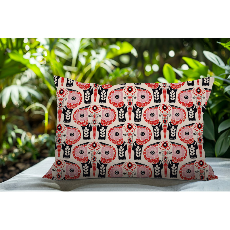 Coussin lombaire réversible intérieur / extérieur Hayes, Rouge, Rectangulaire H 18 po x l 25 po